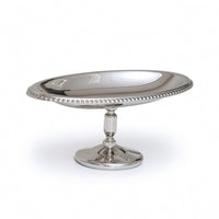 Stainless Steel Oval Serving Tray with Pedestal Mirror-Finish Pedestal Serving Tray Compact Stand Easy to Clean for Hosts, Home Entertaining