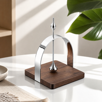 Napkin Holder for Table, Serviette Holder with Polished Metal & Walnut Base, Freestanding Serviette Holder for Kitchen, Dining Table Decor