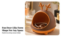 Two-Tone Horn Jewelry Stand Open Front Deer Horn Organizer Decorative Dome Organizer Warm Finish