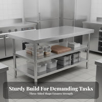 Stainless Steel Work Table Thickened Material Commercial Kitchen Prep Table Sturdy and Sturdy Food Prep Work Station for Chefs, Home Cooks, Warehouse