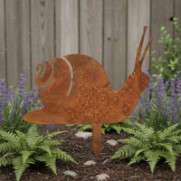 4 Pieces Rust Finish Weathered Snail Outline Whimsical Design Iron Spiral Sculpture for Patio