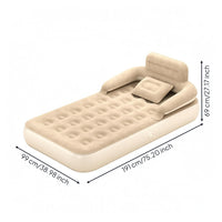 Inflatable Backrest Bed Lightweight Air Mattress with Backrest Compact Sleeping Furniture