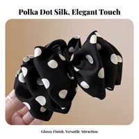 Airy Ribbon Fastener French Design Speckled Spot Ribbon Hair Fastener Lustrous Material Ribbon Hair Grip Secure Hold Nonslip