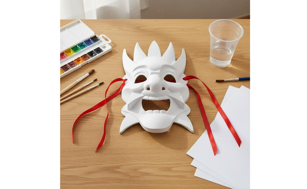 Blank Chinese Opera Face Covering Paint Your Own Hand-Paintable Graffiti Face Covering Sturdy Craft Supplies for Artists, Art Projects, Halloween