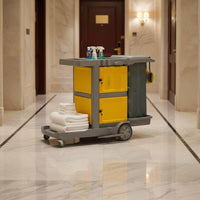Large Capacity Commercial Cleaning Trolley on Wheels Heavy Duty Janitor Cart with Vinyl Bag Janitorial Equipment for Housekeepers, Janitors, Hospital