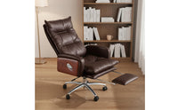 Luxurious Cushioning Reclining Office Chair Footrest Ergonomic Leather Computer Chair for Executives