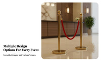 Stainless Steel Rope Stanchion Post Rust Proof Stanchion Post with Velvet Rope Luxurious Design Queue Pole Barrier Weighted Base for Venue Managers, Security Personnel, Business Owners, Hotels, Airports, Casinos, Museums