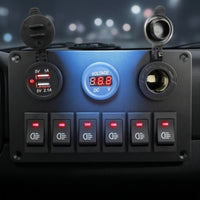 LED 6 Gang Switch Panel 12V Switch Panel with USB Charger Waterproof Pre-Wired for Boaters, RV Owners, DIYers, RVs, Trucks