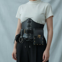 Steampunk Belt with Pockets Medieval-Fantasy Cosplay Belt with Skirt Clip Laced Fanny Pack for Cosplayers