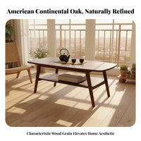 Minimalist Design 2-Tier Rectangular Coffee Table Spacious Tabletop Two-Tier Rectangular Table Sturdy and Long-Lasting Home Furniture Rounded Corners for Homeowners, Apartment Dwellers, Design Enthusiasts, Living Room, Balcony, Lounge Area