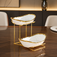 Afternoon Tea Cake Plate, 2-Tier, Ceramic, White, Hammered Pattern, For Birthday Parties