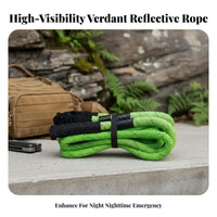 Reflective Kinetic Recovery Rope High-Stretch Kinetic Rope Kit Shock Absorbing Towing Equipment Heavy-Duty for Away-Highway Enthusiasts, Truck Owners, ATV/UTV Riders, Roadside Emergencies