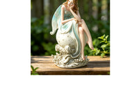 Seated Fairy Woman Statue Organic Carved Base Sitting Fairy Statue Floral