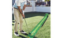 Textured Golf Putting Mat with Ball Return Realistic Putting Mat with Ball Return Portable Indoor Golf Practice Aid with Alignment Lines Long-Lasting for Beginners