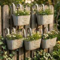 5 Pieces Weathered Finish Oval Hanging Planter Retro Metal Hanging Planter