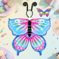 Wing-Shaped Butterfly Wings Cape with Headband Colorful Butterfly Wings Costume with Headband Lightweight Comfortable for Children, School Performances