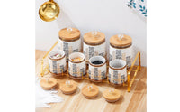 6 Pieces Ceramic Jars with Bamboo Lids Geometric Storage Jars   Cylindrical Storage Container   for Homeowners
