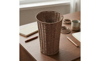 Handwoven Paper Rope Waste Basket Textured Weave Desktop Storage Basket Open Top Office Tidy