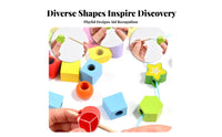 Develops Fine Movement Skills Fruit and Shape Stacking Toy Improves Hand-Eye Coordination Lacing Beads Toy Set Made from Solid Wood