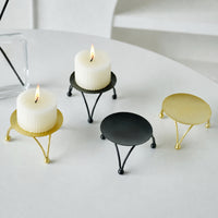 Candle Pedestal with Legs Decorative Pillar Candle Holder Pedestal Display Low-Height Candlestick Round for Tabletop