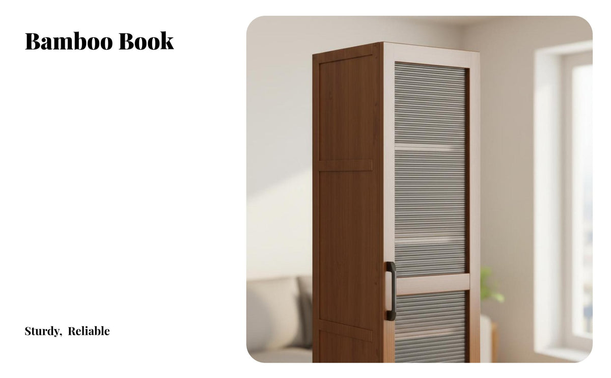 Narrow Storage Cabinet with Fluted Door Space-Saving Design Fluted Door Storage Single Piece Tall Shelving Storage Cabinet for Home Dwellers