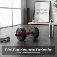 Secure Spinlock Collars Adjustable Dumbbell Set Ergonomic Foam Connector Dumbbell Barbell Combination Non-Slip Grip Convertible Unrestricted Weights Space Saving for Men, Beginners, Home Gym