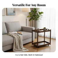 Multi-Purpose Mobile Utility Cart Space Saving Mobile End Table Sturdy Frame 2 Tier Rolling Side Table Easy Assembly for Homeowners, Apartment Dwellers, Office Workers, Living Room, Bedroom, Balcony, Small Areas