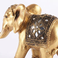 Golden Resin Elephant Statue Feng Shui, Raised Trunk Elephant Statue Home Office Ornament, Sculpture Feng Shui for Living Room Accent