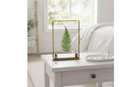Glass Frame with Metal Border Tabletop Levitating Frame with Stand Vintage for Collectors, Crafters, Desk, Shelf, Entryway Table