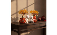 Fortune Cat with Money Tree Traditional Tabletop Decoration Compact Decor for Homeowners