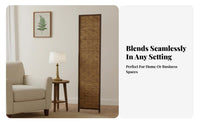 Foldable Multi-Panel Folding Screen Retro aesthetic Woven Panel Folding Screen Distressed Finish Room separater Freestanding for Interior Decorators, Business Owners, Entryway, Restaurant, Studio Apartment, Dressing Area