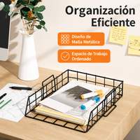 Organizador de escritorio para oficina, bandejas apilables de metal negro, 1 estante, 29,2 x 33 x 7,5 cm