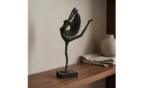 Winged Dancer Statue Black Ballet Dancer Figurine Table Display Tabletop Sculpture for Shelf