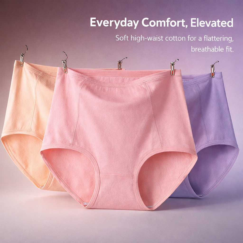Underwear Women High Waisted Knickers Multipack with Full Coverage, Breathable Ladies Packs for Postpartum