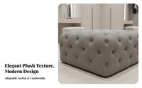 Modern Design Upholstered Square Seat Elegant Design Square Tufted Pouf High-Density Foam Ottoman Multi-Purpose for Interior Decorators, Homeowners, Adults, Walk-in Closet, Vanity Room, Entryway, Reading Nook