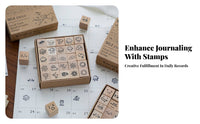 25 Pieces Weather Symbol Stamp Blocks Cute Designs Emoticon Planner Stamps Wooden Rubber Stamp Set Natural Wood Handles