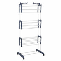 Foldable Clothes Drying Rack Rust-Proof 3-Tier Rolling Laundry Rack Heavy Duty