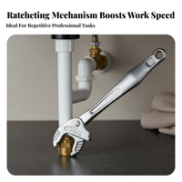 Industrial Grade Self-Adjusting Wrench Multi-Function Crab Claw Wrench Single-Handed Operation Self-Tightening Spanner Heavy Duty for Mechanics, Professionals, Plumbers, Car Repair, Workshop, Garage