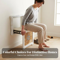 Space-Saving Wall-Mounted Shoe Changing Stool Foldable Design Wall-Mounted Folding Stool Heavy-Duty Entryway Bench Decorative Inlay for Apartment Dwellers, Homeowners, Seniors, Small Areas, Hallway, Bedroom, Closet