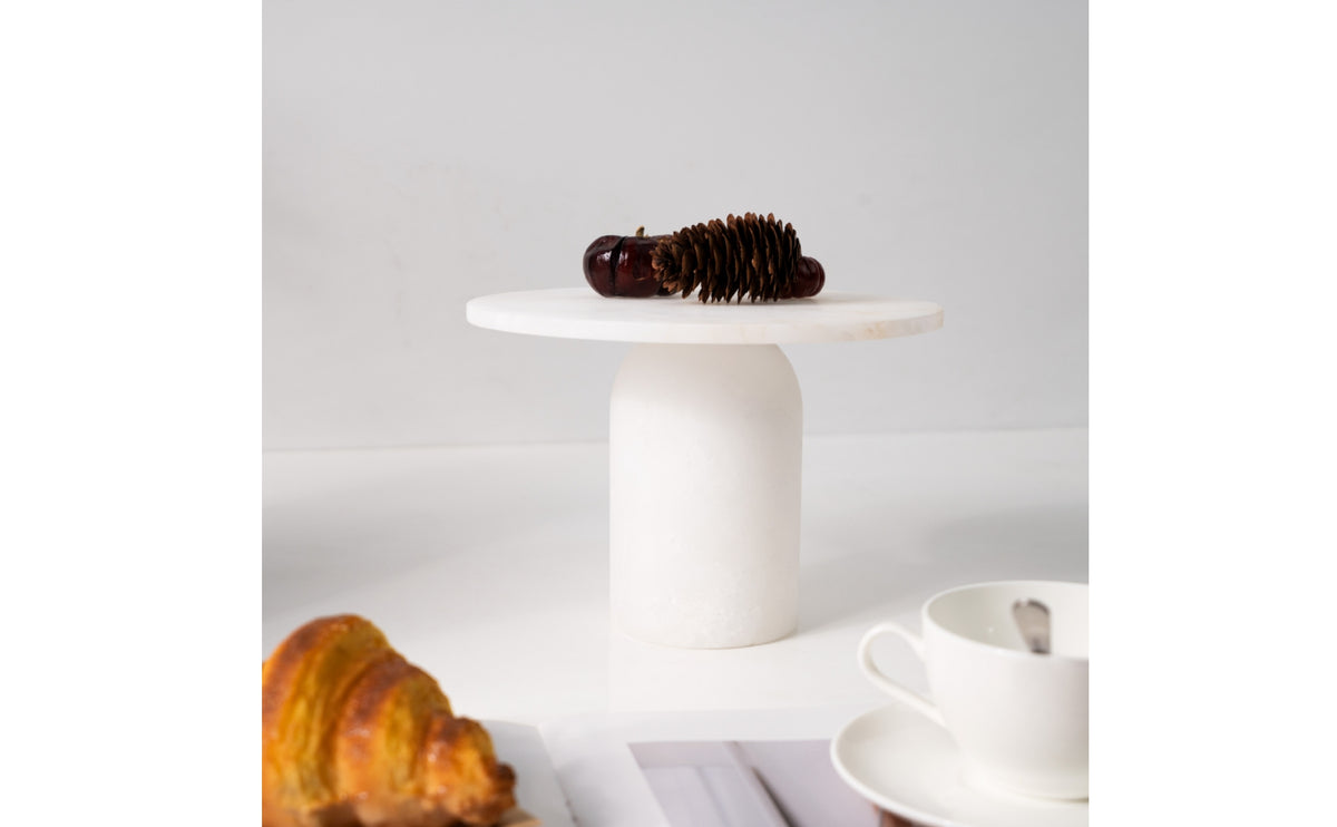 Marble High Tray Sculptural Marble Pedestal Stand Elegant for Hosts, Tea Lovers