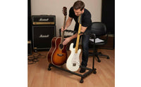 On Wheels Rolling Guitar Rack Locking Casters Multiple Guitar Stand Space Saving Musical Instrument Accessory Foldable for Musicians