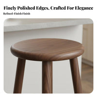 Japanese Design Backless Round Top Stool Minimalist Design Bar Chair Solid Construction Household Furniture Built-in Footrest for Homeowners, Adults, Kitchen Island, Dining Room, Cafe, Restaurant