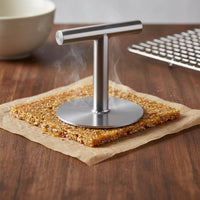 Heavy Duty Ejiao Cake Presser Easy to Clean Stainless Steel Food Press Comfortable Grip Food Tamper Single-Piece Design for Bakers, Home Cooks, Chefs, Bakery, BBQ