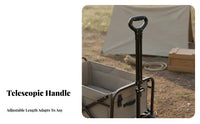 Wagon Handle with Telescopic Rod Extendable Telescopic Pull Handle Black Metal Accessory for , Gardeners, Camping, Outdoor, Yard