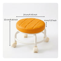 Compact Rolling Stool Portable Low Stool with Wheels Comfortable Padded Rolling Seat Smooth for Children, Reading Nook
