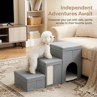 Dog Steps for Bed and Sofa with Foldable Design for Small Waterproof Pet Stairs with Storage for Bedroom and Living Room