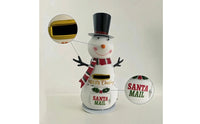 Snowman Mailbox Upright Christmas Mailbox Decor Holiday Decoration Indoor for Entryway, Tabletop