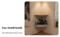 Easy to Install No Drill Storage Rack Space Saving Corner Shelf Waterproof for Renters, Students, Washstand, Kitchen