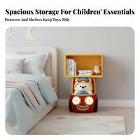 Playful Design Bear in-Car Side Table Multi-Functional children's Furniture Stable Base Nightstand Easy Assembly for Toddlers, Students, Bedroom, Playroom, Small Apartment, Guest Room