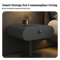 Minimalist Design Single-Drawer Pedestal Nightstand Designer Design Bedside Table Compact Size Accent Cabinet Sturdy Construction for Apartment Dwellers, Homeowners, Students, Bedroom, Small Areas, Hallway, Hotel